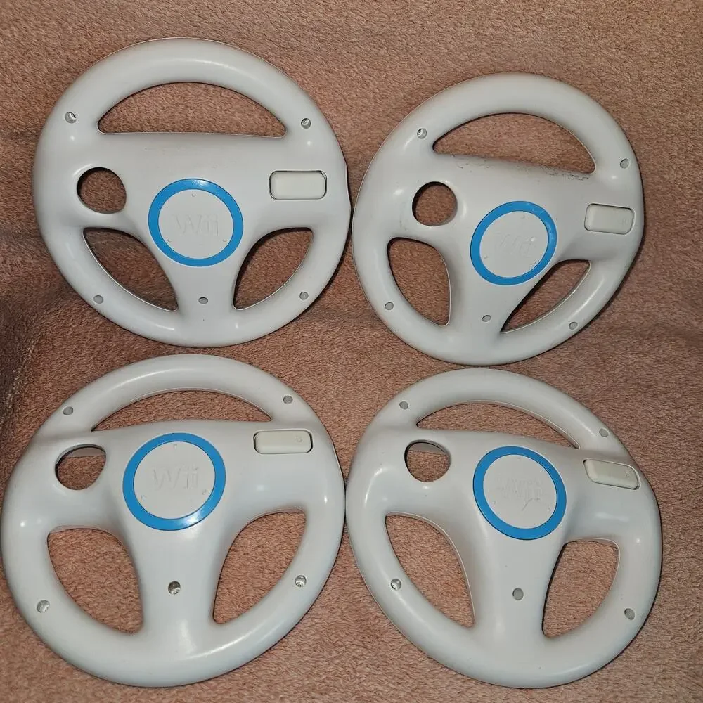 4 Nintendo Wii Steering Wheel Racing Controller Attachments for Mario Kart Set